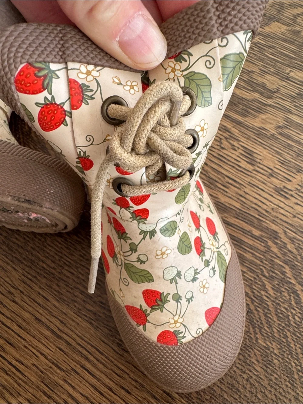 Kids Strawberry Print Rain & Snow Boots - fleece lined